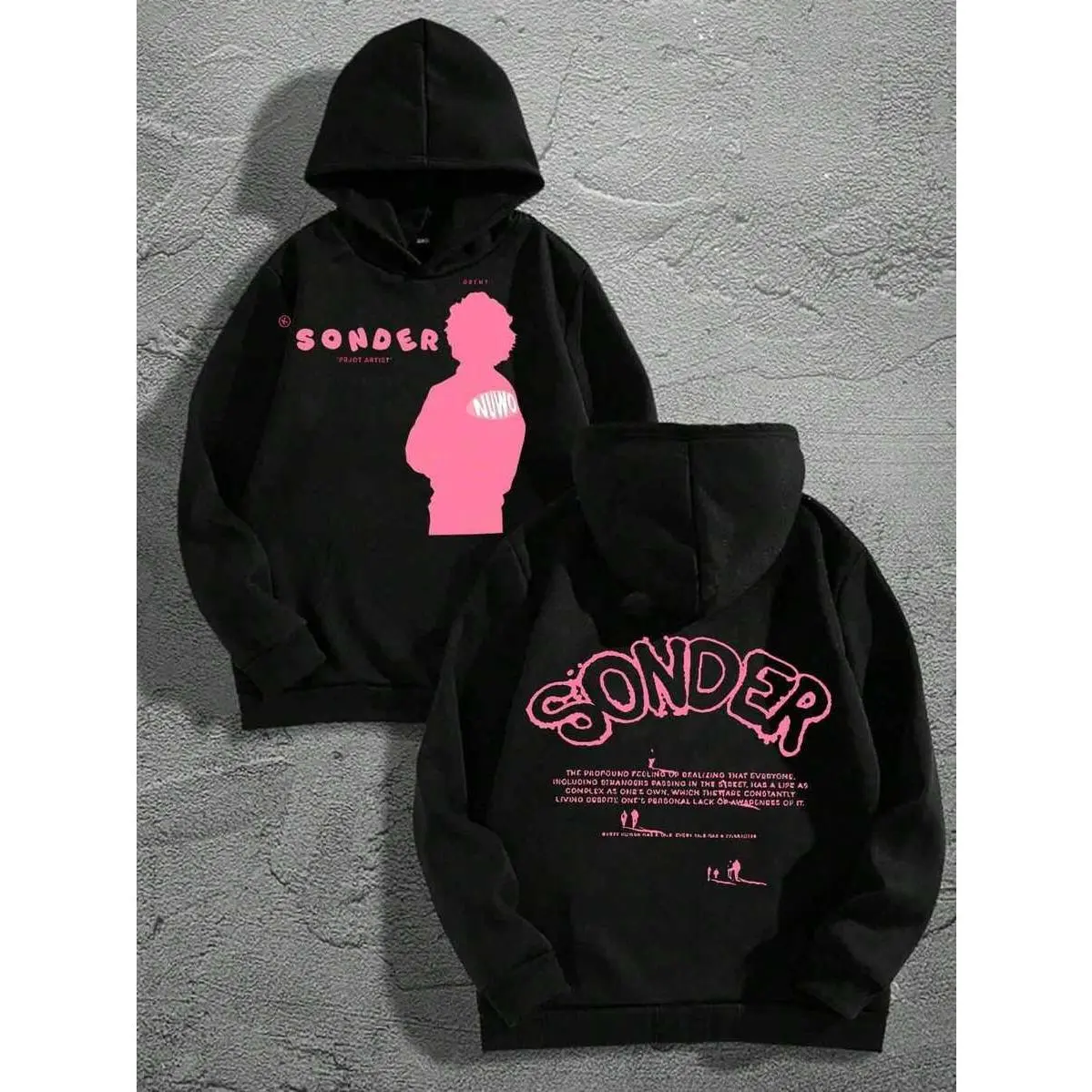 (Double-Sided Printing) SONDER Print Fashion Casual Men Hoodies Oversized Comfortable Streetwear Pullover Hooded Sweatshirt For Men Retro Graphic Design Long Sleeve Lounge Hoodie