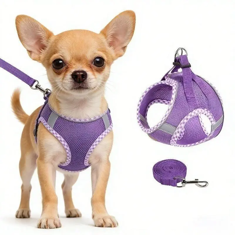 2 Pack No Pull Dog Harness and Leash Set, Soft Padded No Choke Adjustable Dog Vest Harness with Reflective Strips, Escape Proof Pet Walking Training Supplies for Small Medium Large Dogs Harness Leash Combo Leash Included