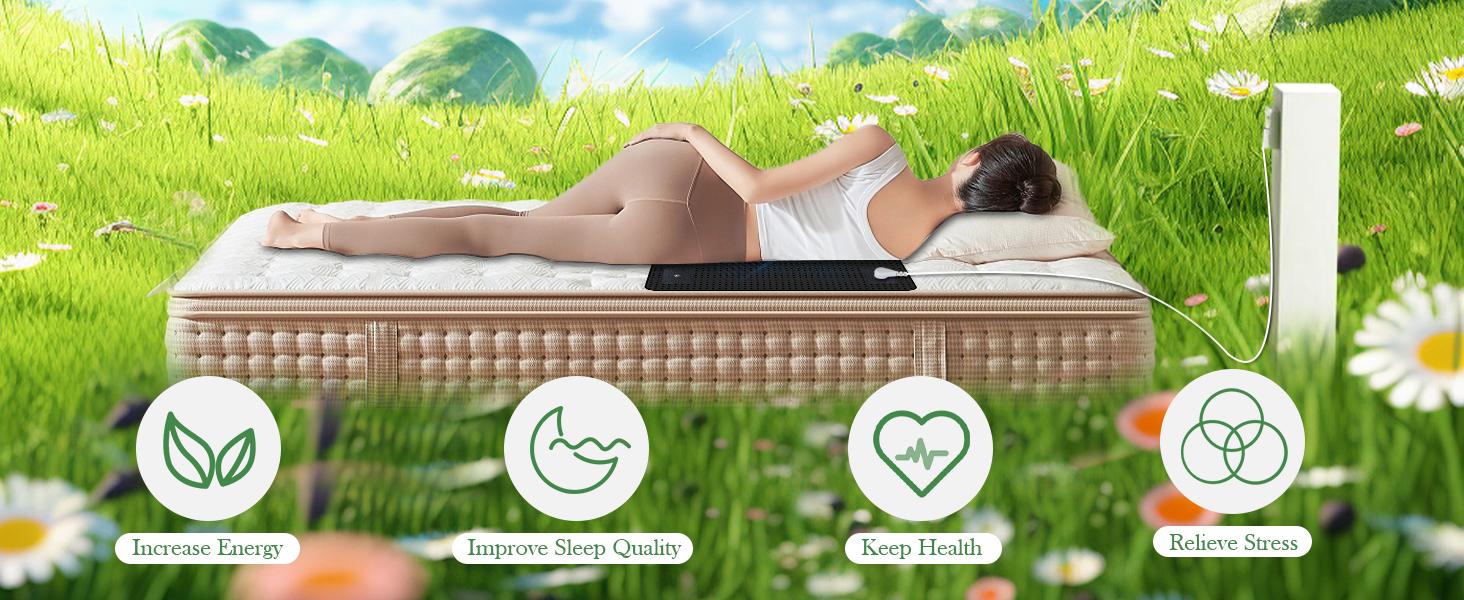 Grounding Mat for Bed King Size (27"x76") – Grounding Mat for Sleeping, Grounding Pad for Bed with Cord, Test Pen & Sleeping Mask – PU Grounded Pad for Sleep Grounding Mat for Bed King Size (27"x76") – Grounding Mat for Sleeping, Grounding Pad for Bed with Cord, Test Pen & Sleeping Mask – PU Grounded Pad for Sleep