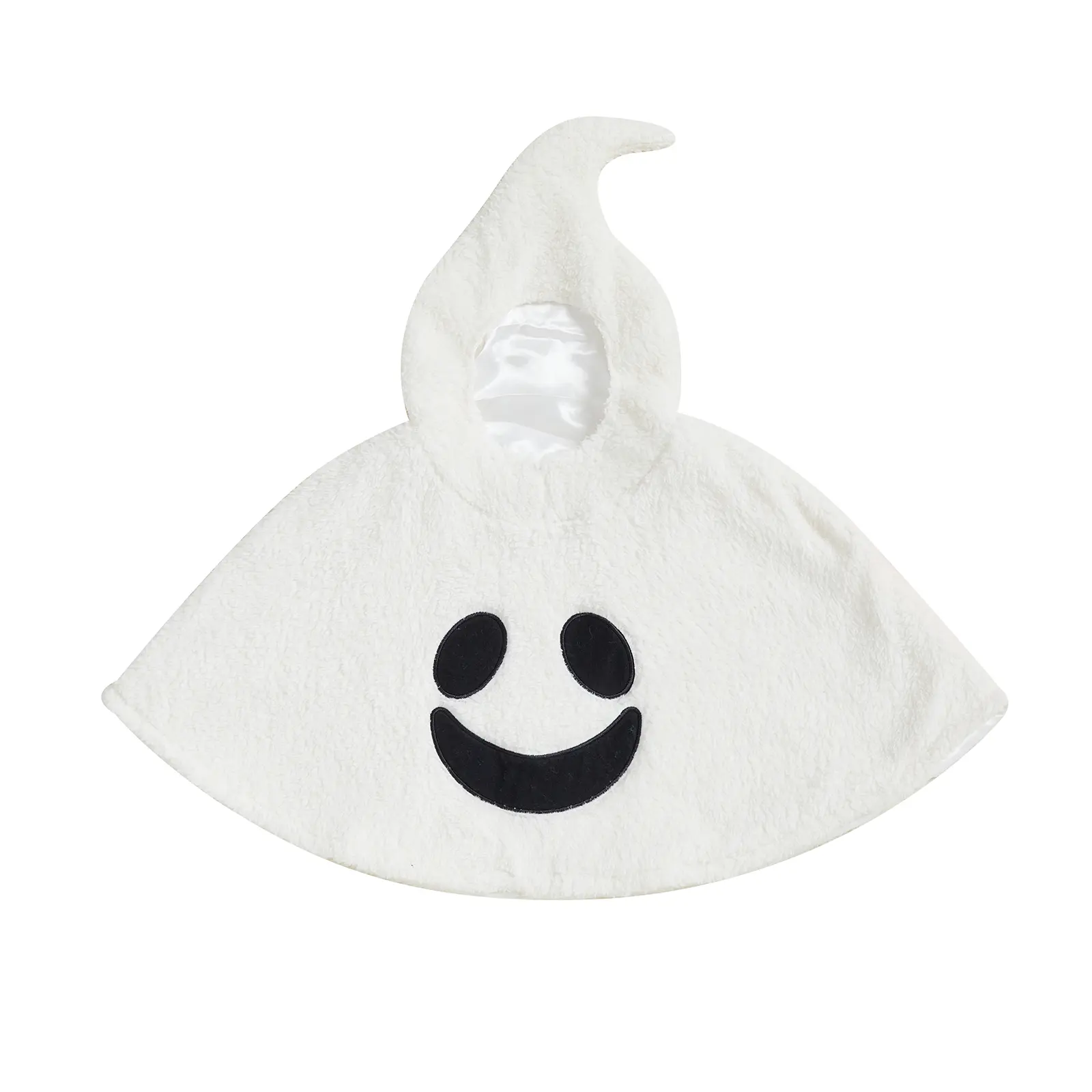 Kids Halloween Ghost Costume, Little Toddler Boys and Girls Plush Hooded Ghost Cape