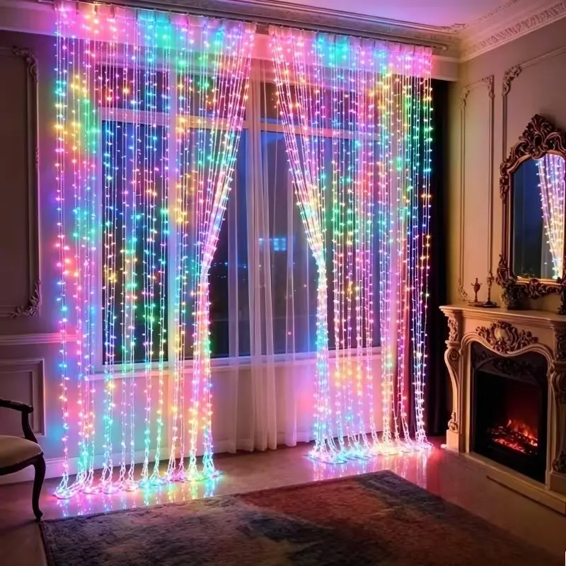 300 LED Curtain Lights, Led Lighted, LED Atmosphere Lights, USB Powered, 8 Flashing Modes, USB Plug Christmas String Pendant Lights, Suitable for Bedroom, Courtyard, Living Room, Garden, Wedding, Party Gifts, Christmas