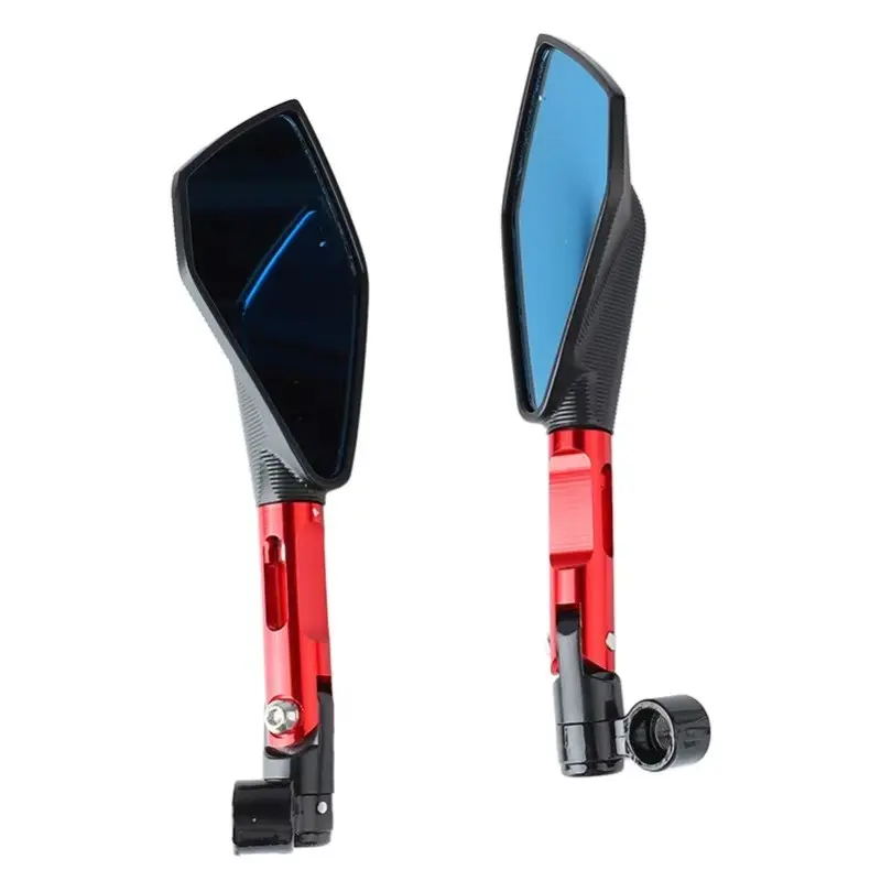 1 Pair Motorcycles Modified With CNC Aluminum Alloy Pentagonal Long Pole Reflectors Adjustable Reflectors For Motorcycles Scooters Electric Vehicles Universal Reversing Mirrors Motorcycle Parts