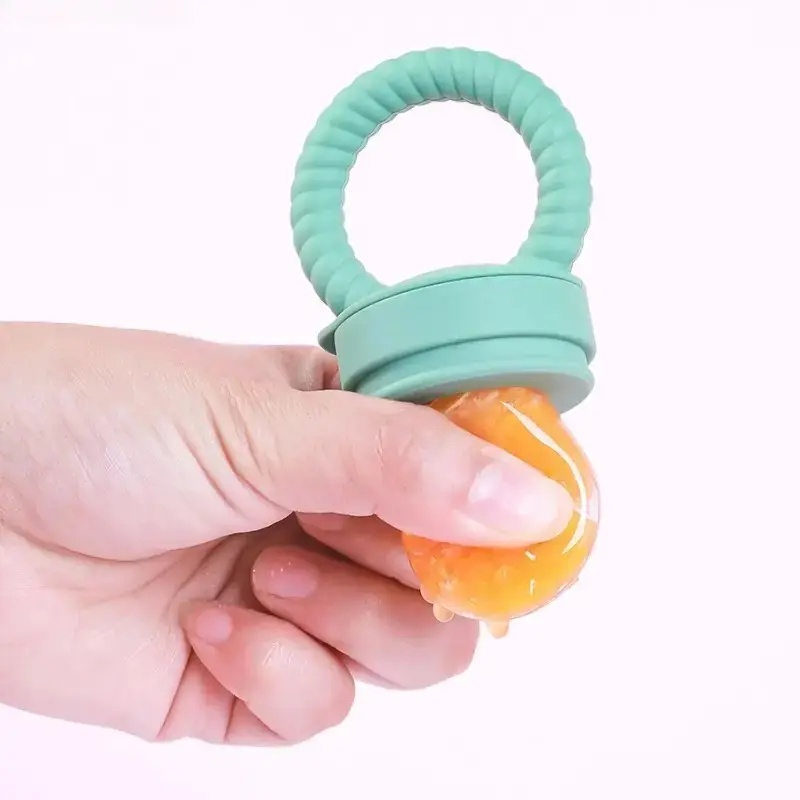 Infant Fruit Feeder Pacifier, Wide Mouth Food Grade Silicone Teether for Soothing Gum Relief and Self Feeding, Pvc