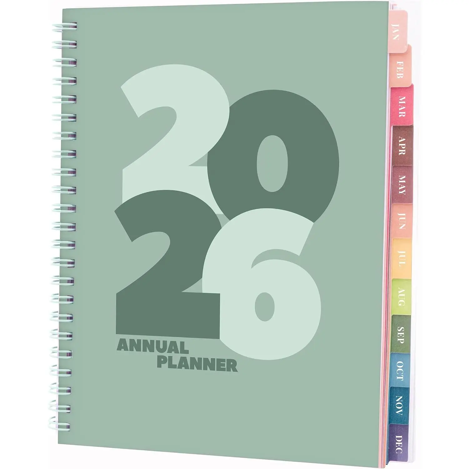 2026 Planner, Agenda Planner With Weekly And Monthly View, Daily Agenda Book And Yearly Planners Calendar Book, Spiral Bound With Tabs, Notes, Goals And Holidays (Chunky, Green, 8 x 6 in)