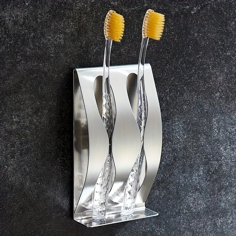 Stainless Steel Toothbrush Holder, Multi-Pocket Toothbrush Rack, Wall-Mounted Toothbrush Stand, Heavy-Duty, No Drilling, Home Use