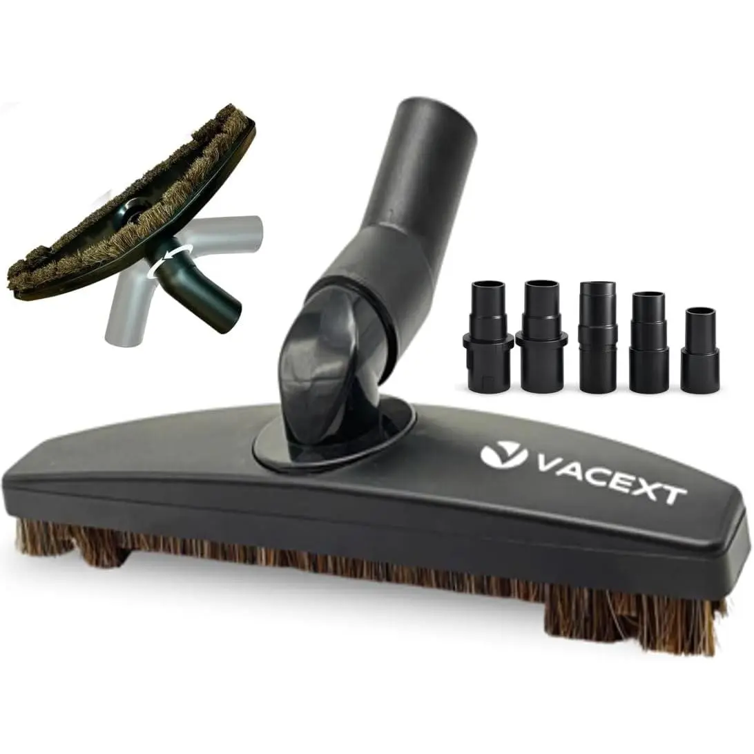 Horsehair Floor Brush Attachment for Wood Floors and Tile, Vacuum Hose Adapter Included, Fits Most Vacuums and Shop Vacs