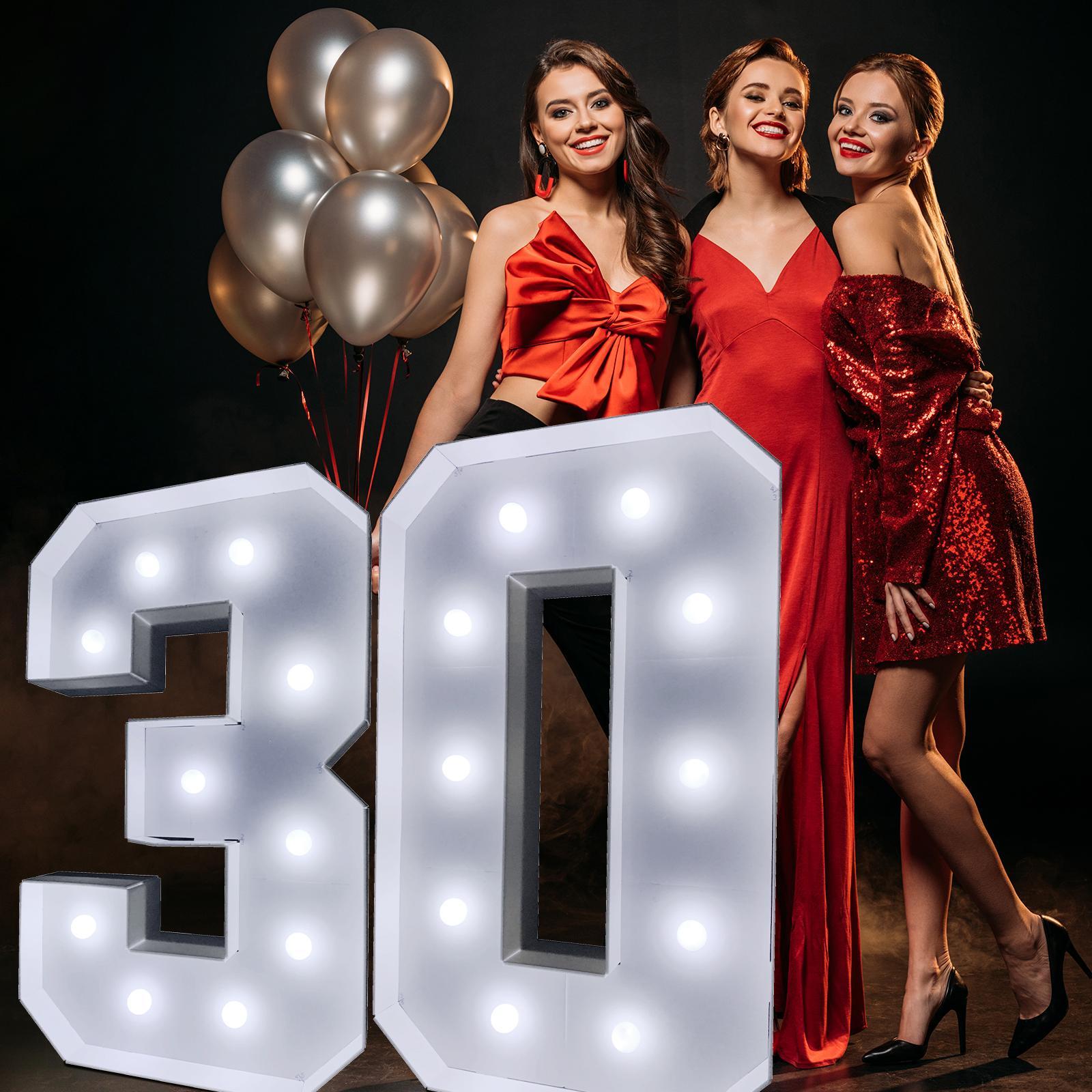 Light-Up Number & Letter (1 Set), Battery-Powered Light-Up Numbers, Giant Numbers for Birthday, Anniversary & Graduation Party Decorations, Party LED Lights