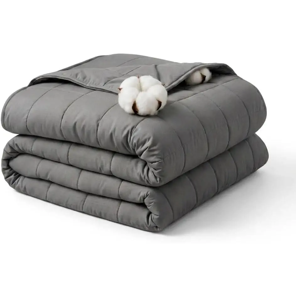 AN Cooling Weighted Blanket Adults (80x60 15lb Twins) for Perfect Sleep | Premium Breathable Cotton Weighted Blanket All-Season Sleep & Warmth for 140-160 lbs Machine Washable