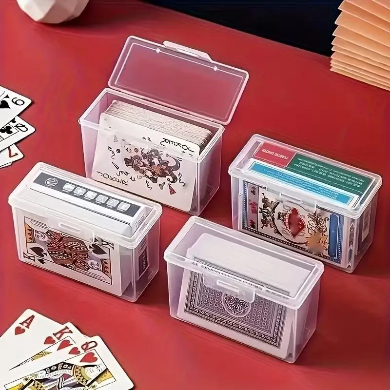 4pcs Poker Card Storage Box, Ideal for Poker Games, Business Cards, Home Desk Organizer, Compact Plastic Container, Seamless Closure