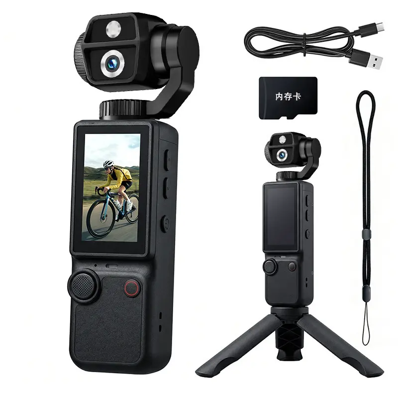 Q9 Handheld Gimbal Action Camera, 4K HD Portable Video Recorder with Anti-Shake, Travel Multifunctional Outdoor Video Camcorder