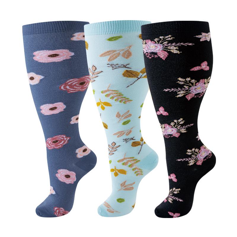 MhzyCaus Plus Size Compression Socks – High Elastic Support for Big Calves, Quick-Dry Breathable Nylon, Anti-Slip & Anti-Friction for Running & Fitness