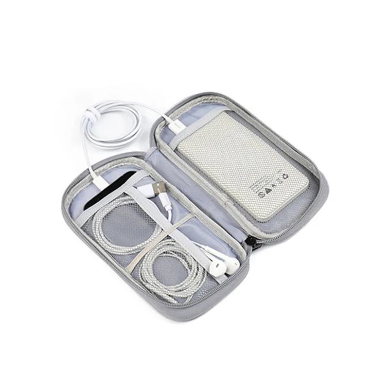 Oxford Travel Cable Bag Shockproof Multi-layer Charger Data Cable USB Bag Organizer Solid Color Electronic Accessory Storage Bag