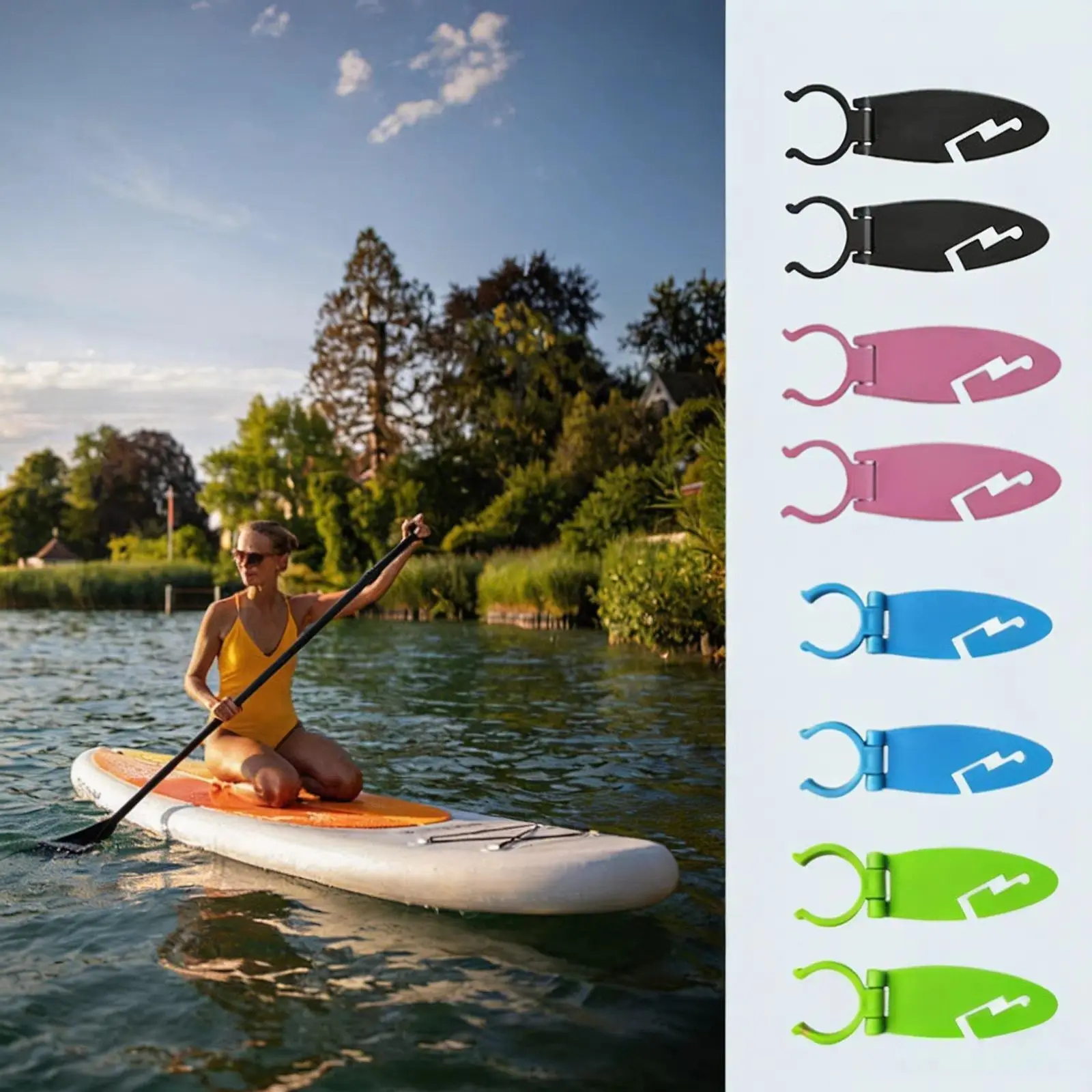 Universal Paddle Board & Kayak Mount Clips Set of 4, Durable PP Plastic Cup Holder Accessories, Adjustable Paddle Holder Clip System Fits 5–7 Inch Boards, Lightweight Multi-Purpose Marine Gear Compatible with Paddle Boarding, Kayaking, Fishing, Canoeing a