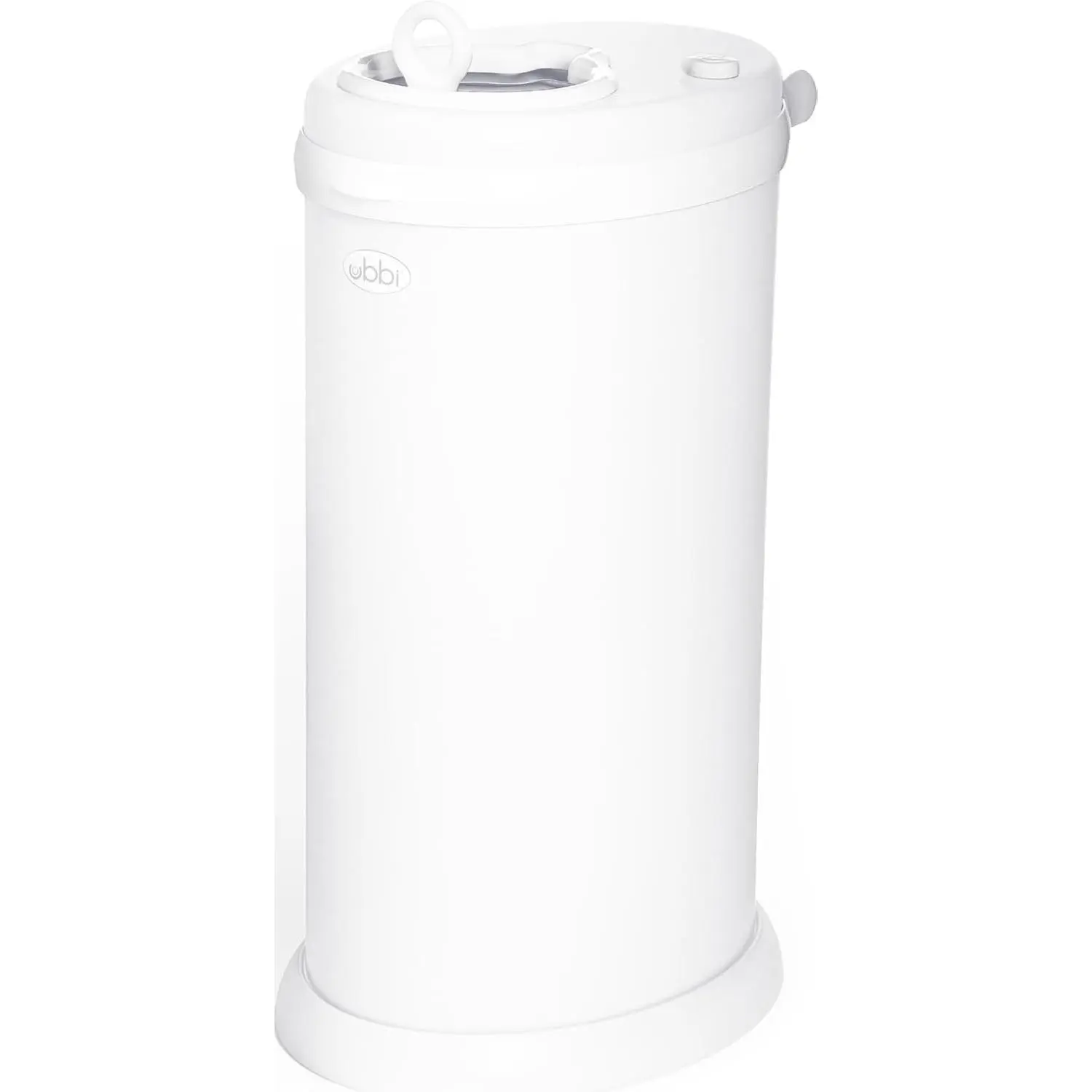 White Stainless Steel Odor Lock Diaper Pail, Childproof Lock Lid, Compatible with Regular Trash Bags, Holds 55 Newborn Diapers for Nursery