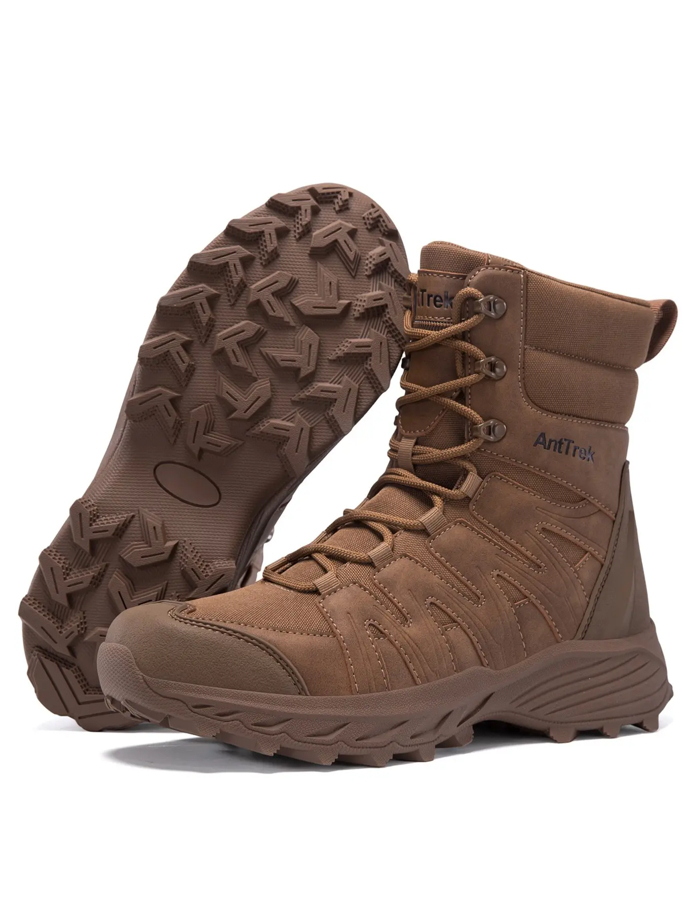 Men's Tactical Boots, Side Zip Design, Anti-Slip Rubber Sole, Impact-Resistant Toe, All-Season Durability, Ideal for Camping, Hiking, Work, Outdoor Work Shoes, Workboots, Rugged Work Boots