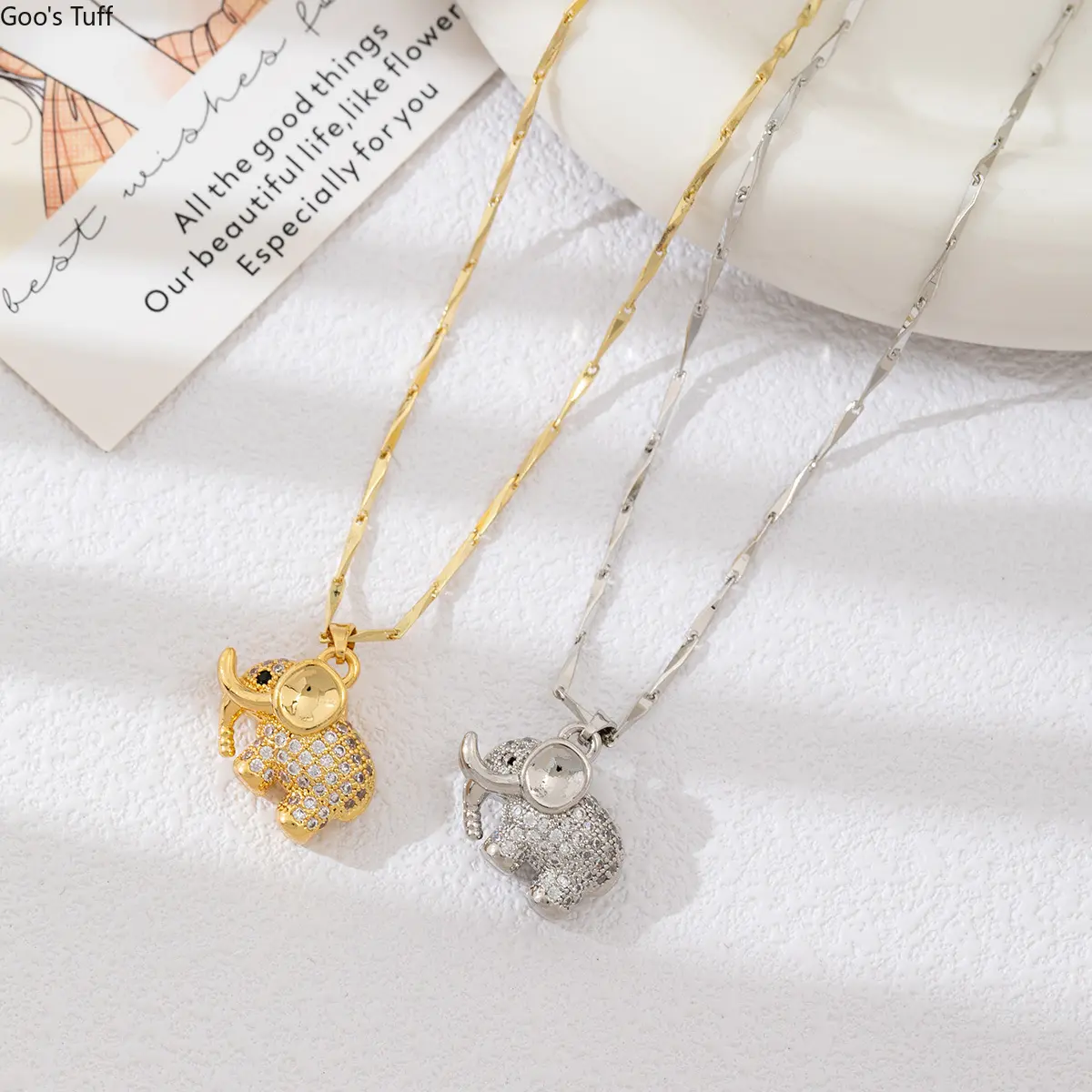 Women's Minimalist Dainty Elephant Charm Necklace - Short Length Copper Base Pendant with Micro-Paved Zircon, Stackable Clavicle Chain for Daily Casual Wear, Female Costume Jewelry