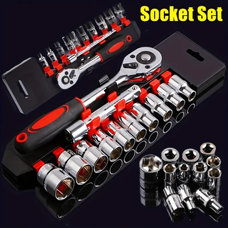 12pcs carbon steel socket wrench set, multifunctional bicycle repair tool kit with extension rod and ratchet handle, suitable for motorcycle, car and boat maintenance