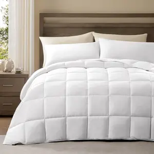 Lightweight Duvet Insert Queen Size - 100% Cotton Shell, 250GSM Filling Summer Down Alternative Comforter,-Soft&Breathable, Thin Quilted Duvet Insert with 8 Tabs, Machine Washable,90x90