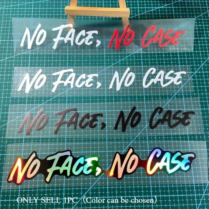1PC Niche Holographic Meme Aesthetic Sticker, Hologram Stickers, for motorcycle decoration accessories/street decor gadgets Holographic gradient No Face, No Case logo texture design, fits rebellious street meme-style lovers' taste