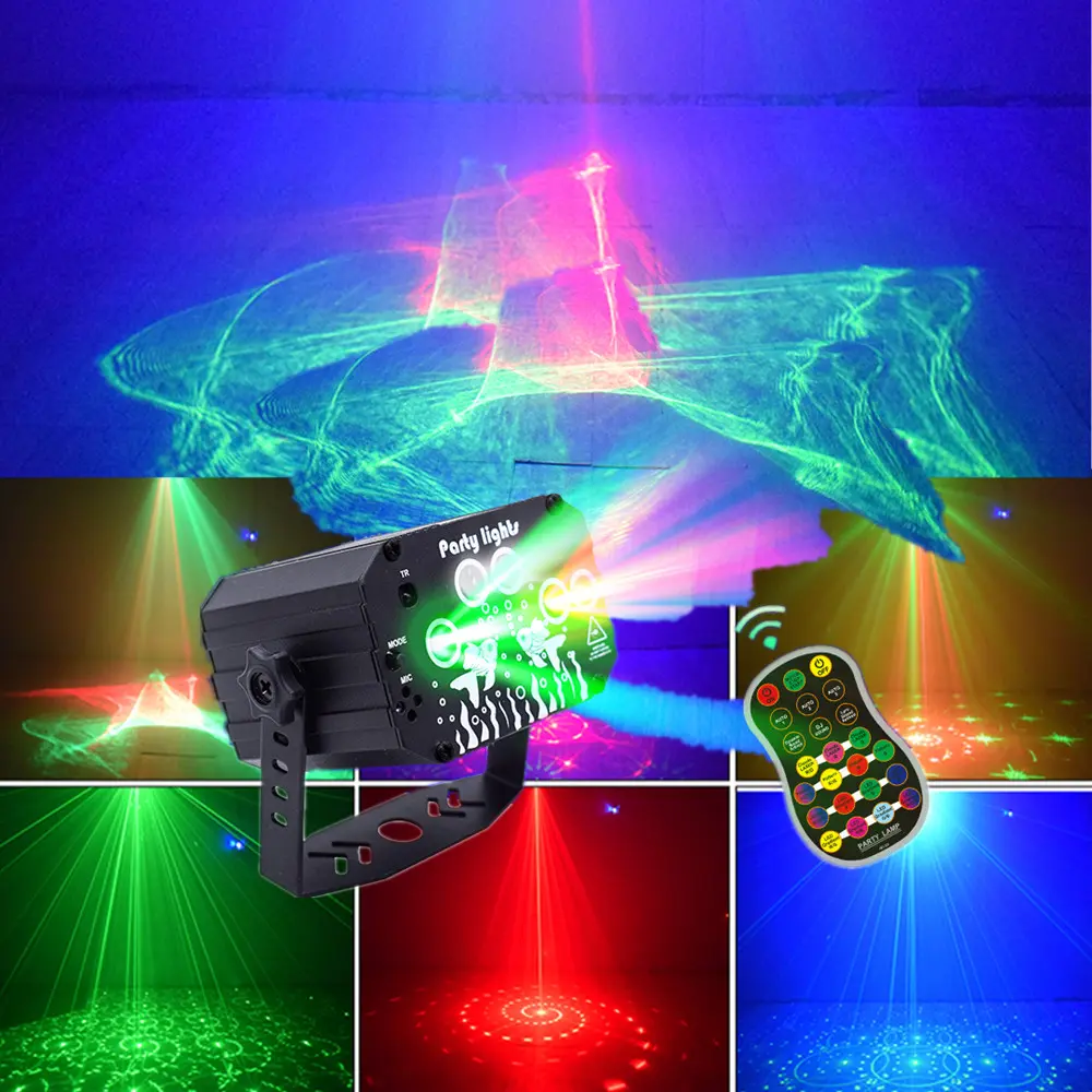 DJ party lighting stage laser - Aurora pattern 3-in-1 RGB disco stroboscopic light remote control projector Indoor bedroom home theater ceiling room decoration Magic corridor Karaoke dance Birthday Christmas Holiday atmosphere light