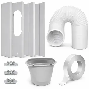 Portable AC Window Vent Kit with 5.9" Exhaust Hose, Adjustable Window Seal Panel Kit for Sliding Windows, Universal Air Conditioner Venting System with Sealing Tape & Mounting Hardware