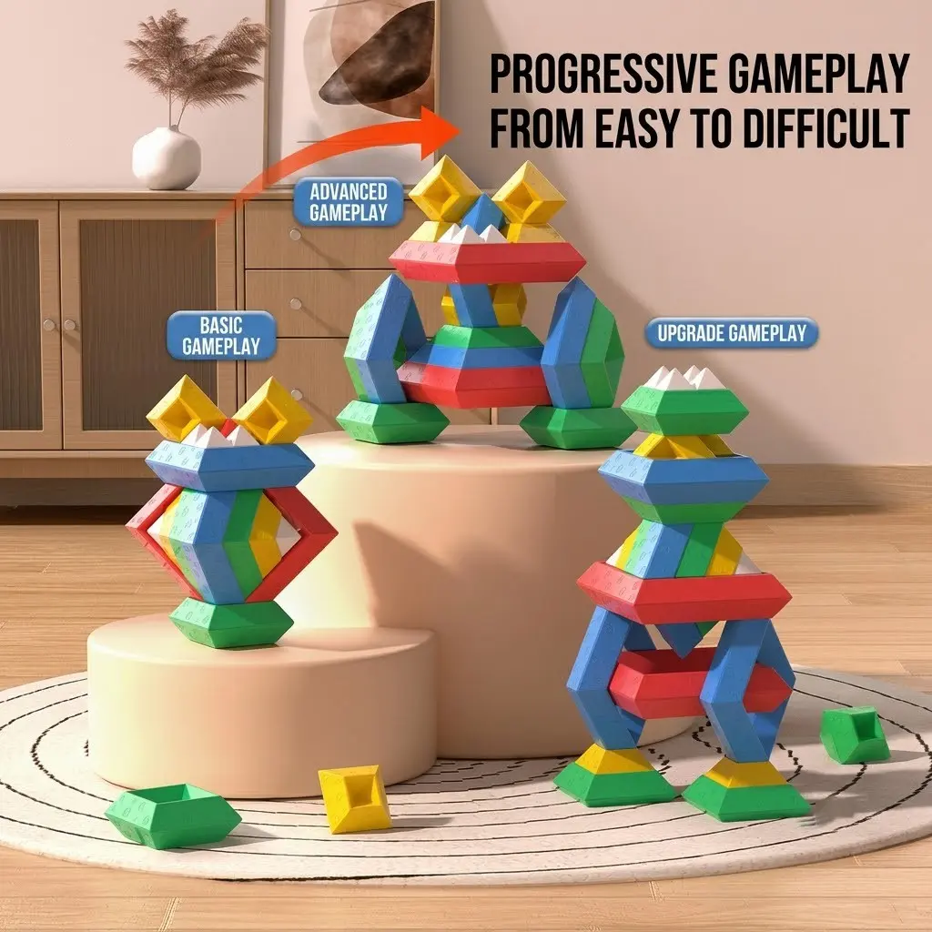 Multi-Shape Stacking Building Blocks Set, Free Assembly Geometric Toys, DIY Shape-Changing Toy, Ideal Interlocking Toy for Kids