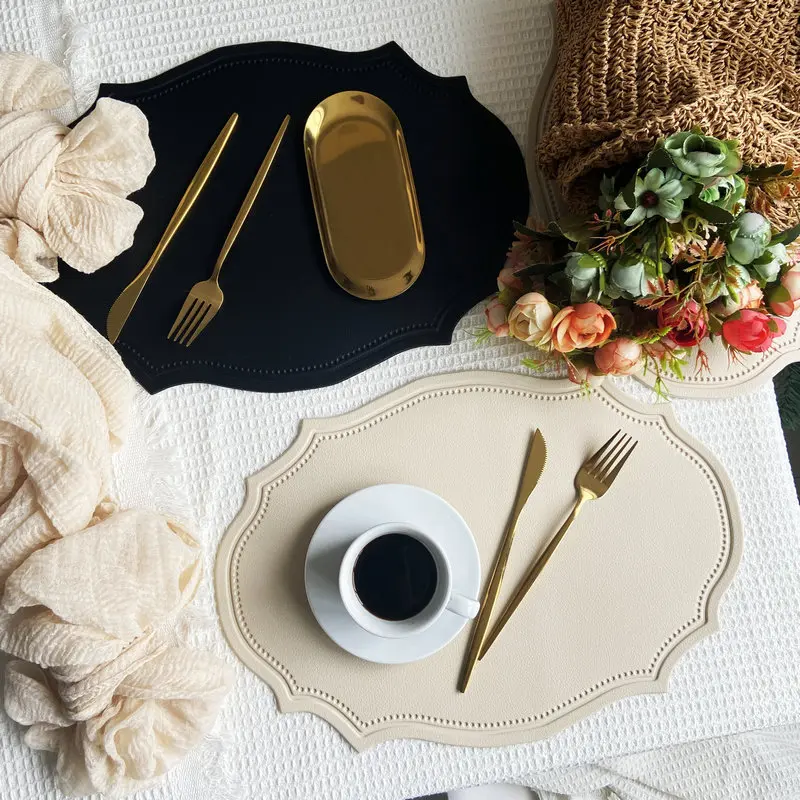 Faux Leather Placemats, Nordic Solid Color Style, Heat-Resistant Decor for Kitchen and Dining Tables, Multiple Colors, Christmas, Engagement, Pvc, Anniversary, Plain, Nordic Style, Auspicious