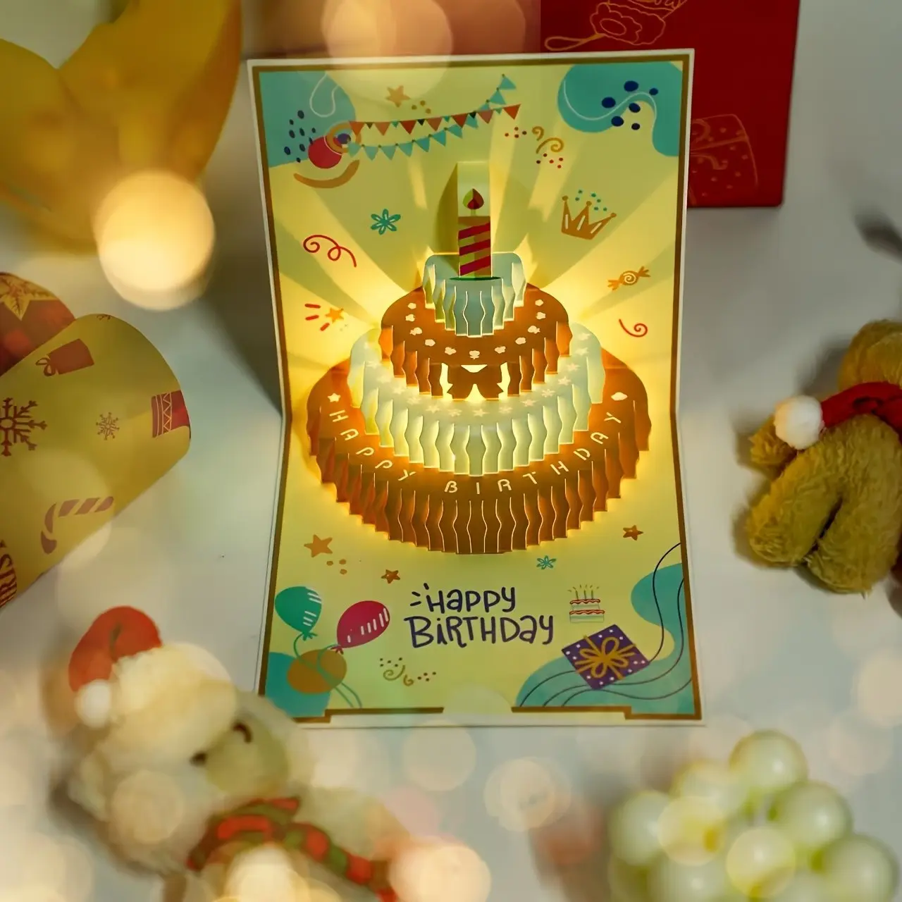 3D Pop Up Birthday Card with Music & Lights, Battery Included, Handwritten Greeting Space, Ultimate Keepsake Gift for Friends, Family & Teachers