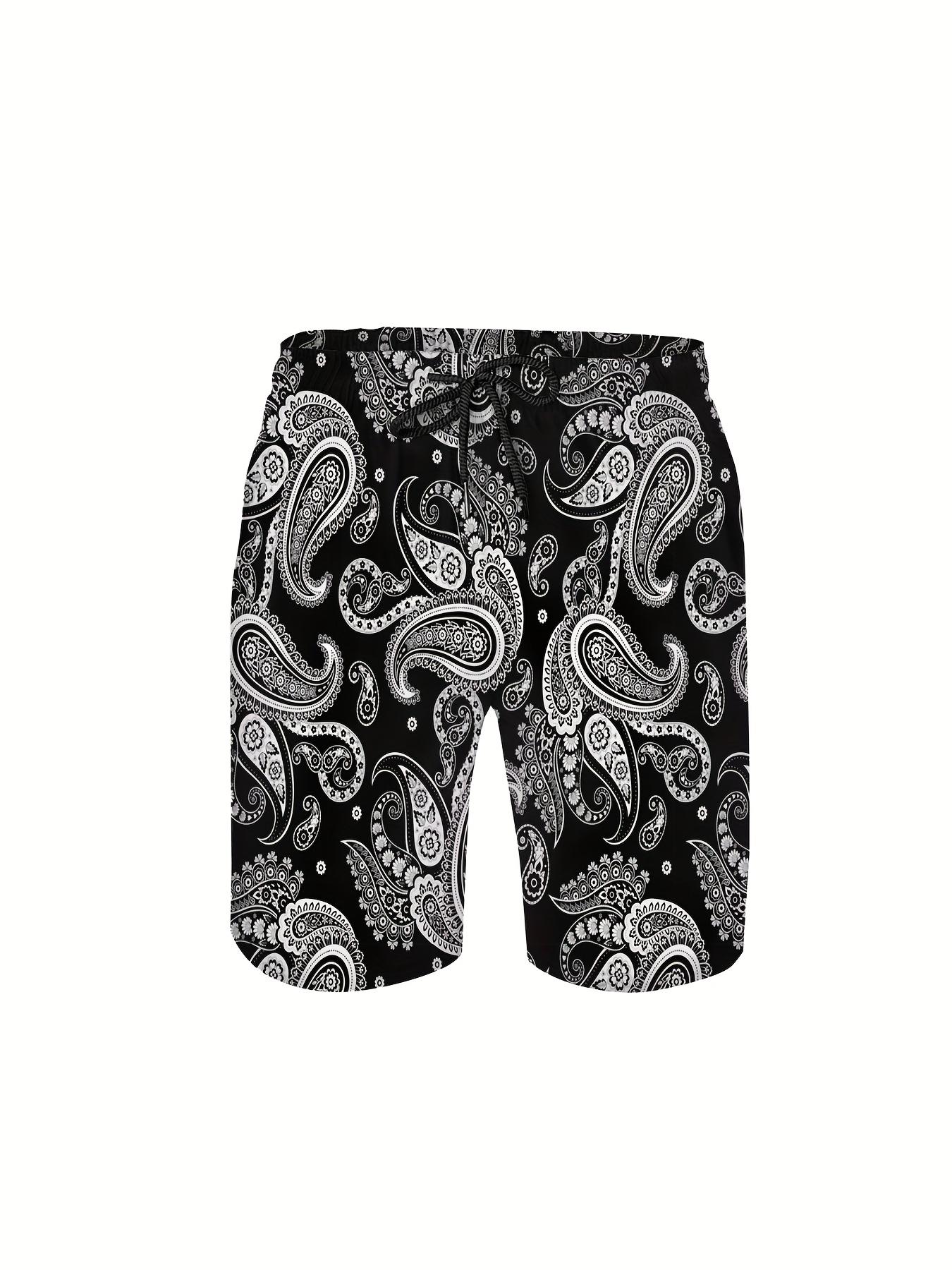 3pcs Men'S Hawaiian Shirt And Short Set, Classic Paisley Floral Soft Fabric Breathable Shirt Button Short Sleeve Casual Beach Shirts Outfits With Bucket Hats