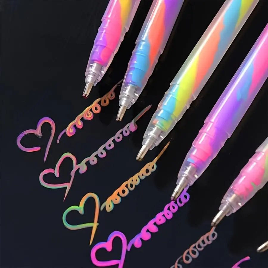 18 Colors Sparkly Gel Pens Fine Point Rainbow Gradient Pens for Highlighting on Markers Grip Colored Pencils