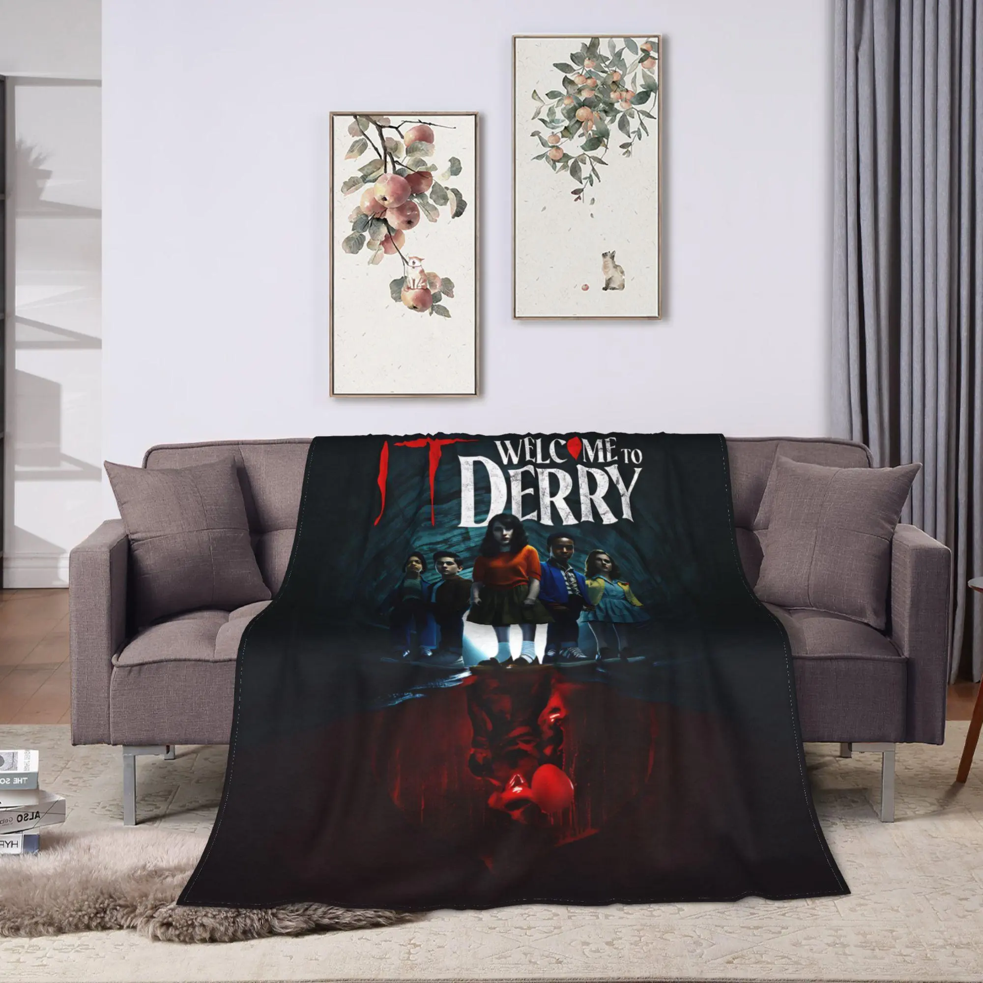 IT: Welcome to Derry Flannel Blanket – Ultra Soft Cozy Throw for Bed, Sofa, Travel, Movie Nights, and Horror Fan Decor