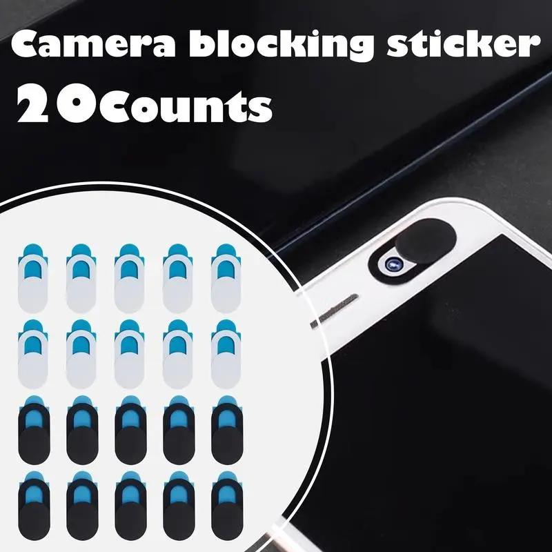 20-Pack Webcam Covers, Dual-Color Privacy Protectors Sticker Shield for Laptops, Tablets, Phones, 10 + 10, Easy Slide-On Design