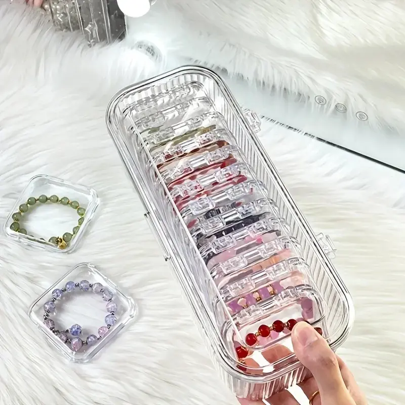Clear Jewelry Organizer Box with Mini Portable Storage Cases, Clear Acrylic Storage, Transparent Bracelet Necklace Earring Display Holder, Dustproof Vanity Desktop Organizer for Travel, Christmas Gift for Mom Wife Girlfriend, Holiday Jewelry Storage