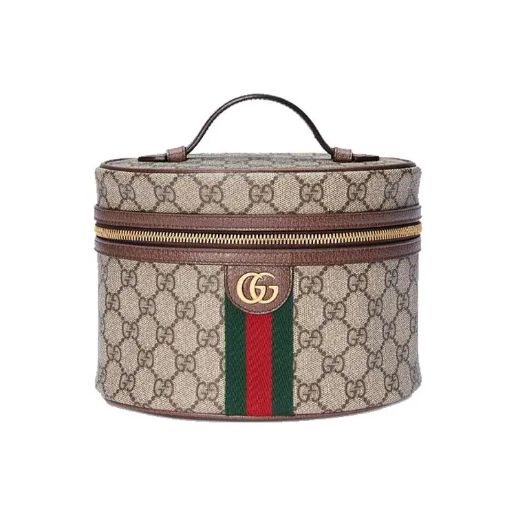Gucci Ophidia Distressed GG Monogram Stripe Vintage Canvas and Leather Handbag for Women in Brown