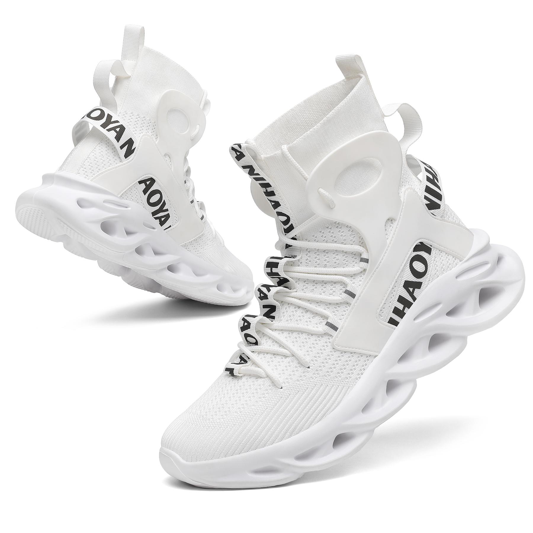 Men's Top Shock Absorption Type Shoes, Breathable Lace Up Non-Shoes Jogging Walking