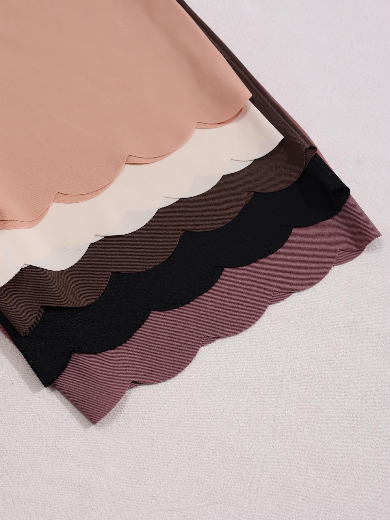 Women's Solid Color Scallop Trim Boyshorts, Soft Fit Panty, Soft Comfy Breathable Panty for Daily Wear, Underwear for All Seasons