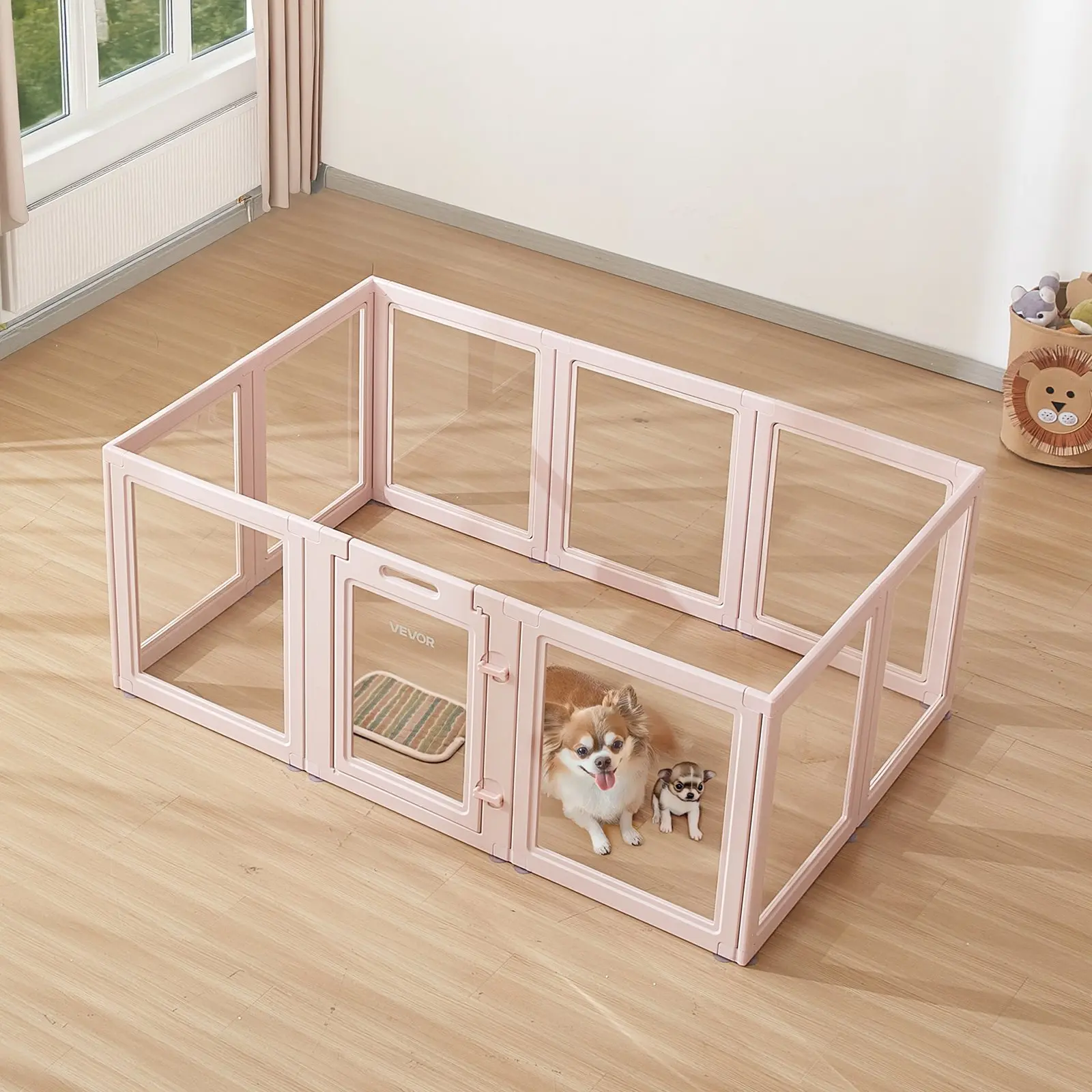 【DealsForYouDays】VEVOR Dog Whelping Box, 60x39x23 in Plastic Dog Whelping Pen for Medium Sized Dogs, Waterproof Transparent Puppy Playpen with Windows Door Lock, Easy to Clean, Durable Indoor Pet Dogs Cats Birth Kit