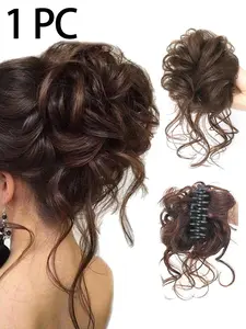 Natural Look Curly Hair Bun Scrunchie, Synthetic Hair Extension for Women & Girls, Perfect for Daily Wear & Parties