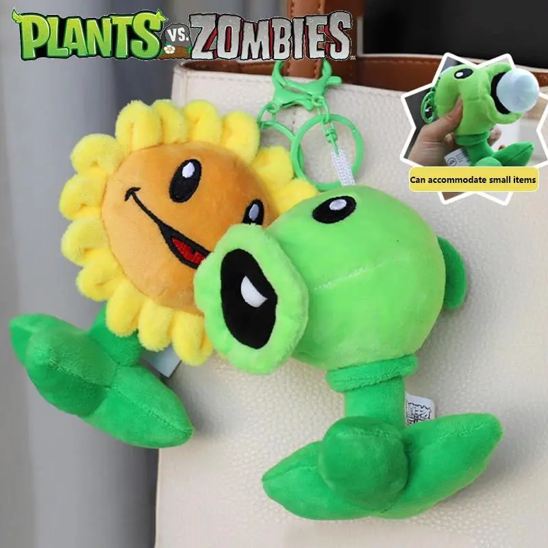 Plants vs Zombies Game Character Plush Toys - Sunflower, Peashooter, Nut, Zombie, Cherry Bomb, Melon, Bonk Choy Designs, Soft Dolls, Cell Schoolbag Pendants, Keychain Accessories, Teens' Holiday Gifts (Stress Relief Classic Novelty Toys)
