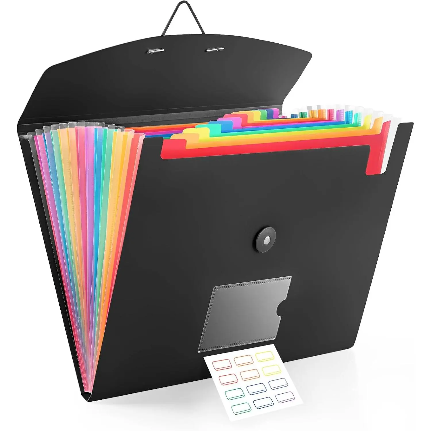 13 Pocket Accordion File Organizer with Elastic Closure, Expanding File Folder for Letter Size A4 Papers, Ideal for , Office Supplies, College Essentials - Black