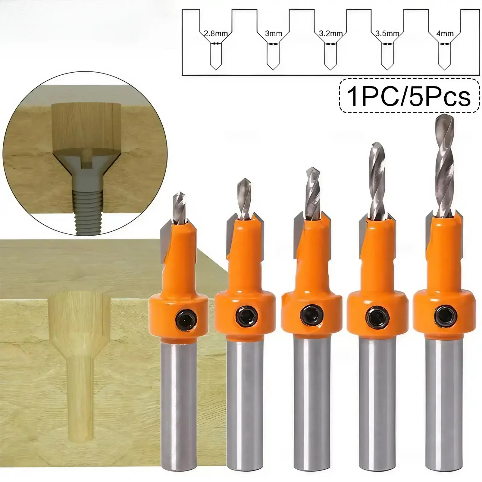 Countersink Drill Bit Set, Woodworking Tool, Counterbore Drilling Tool, Countersunk Woodworking Tool, Hardware, Cutting, Tools for Mechanics, Power Tool, Drill Bits Set, Drill Bit Kit