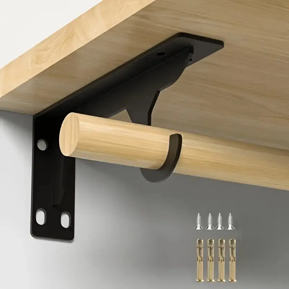 Heavy-Duty Metal Hook Brackets, Wall-Mounted Triangle Shelf Support, All-In-One Closet Brackets, Durable Furniture Hardware, Wall Mounting Bracket