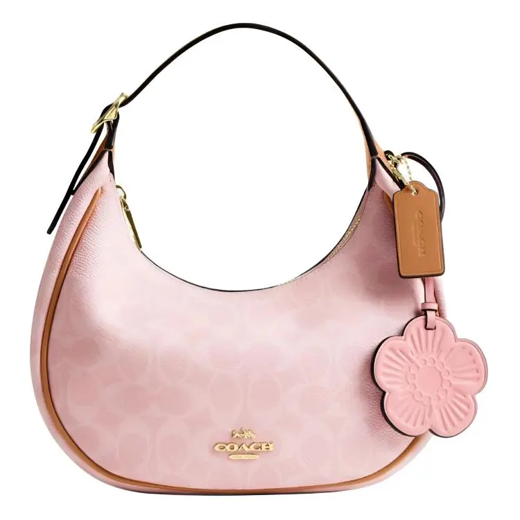 Coach Carmen Crossbody Bag for Women, Valentine’s Limited Edition, Floral Print, Adjustable Strap, New Moon Style, Pink Coated Canvas