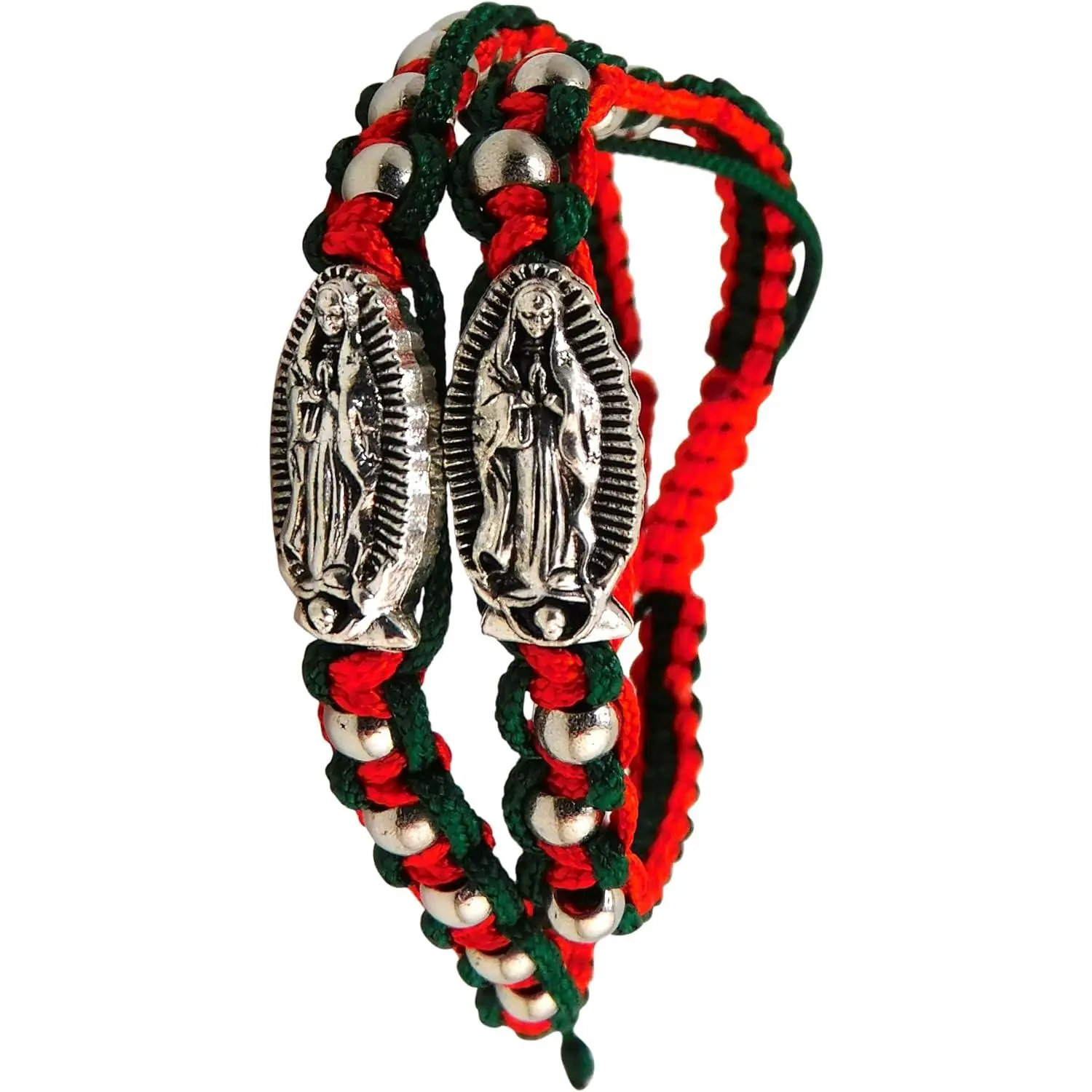 Our Lady of Guadalupe Mexico Bracelet with Macrame Cord with Metal , Set of 2