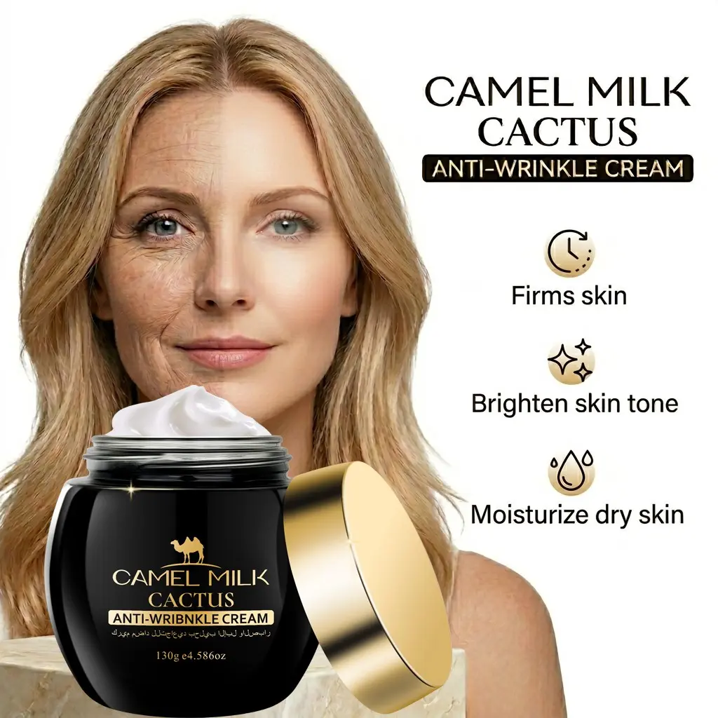 Camel Milk Cactus Firming Brightening Anti-Wrinkle Cream, Moisturizing and Hydrating, Reduces Wrinkles, Improves Skin Tone, Enhances Elasticity