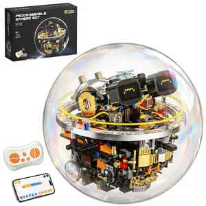 Stem Robot Building Kit, 804 Pieces with APP and Remote Control Ball Robot, Cool RC Toy, 17 LED Expressions, Cyberpunk Gift for Kids, Stem Building Block