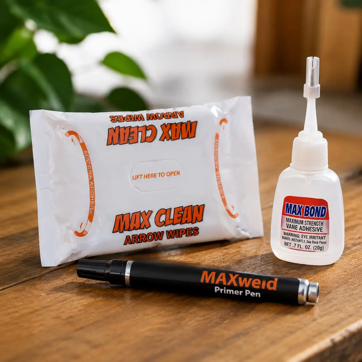 MAX Adhesion Fletching Glue Kit with Primer Pen and Arrow Wipes for Vanes and Fletches Application