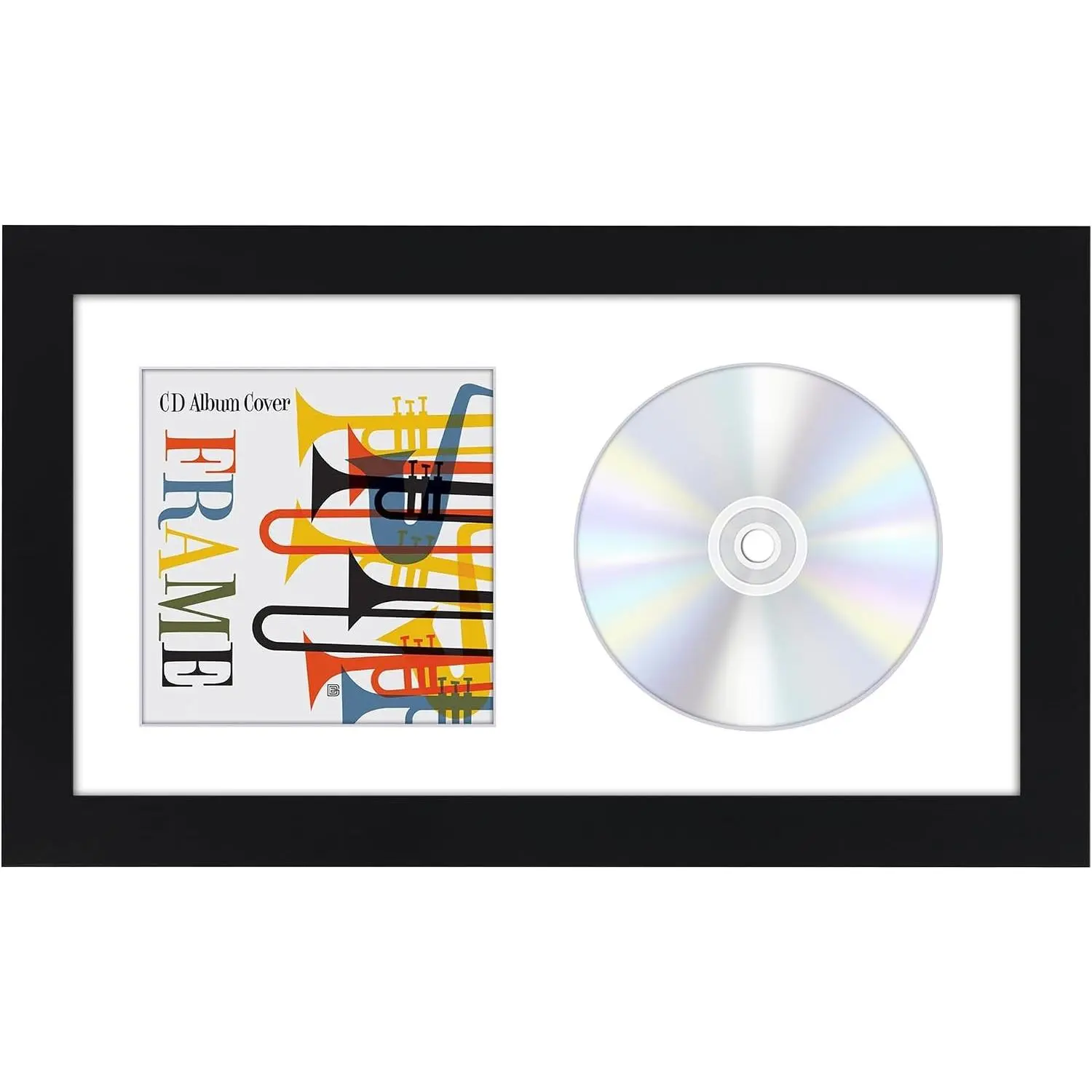 6.5x12 CD Frame Display Case with Shatter-Resistant Glass and Engineered Wood Molding for Album Cover Art - Tabletop or Wall Mount - BlackGift
