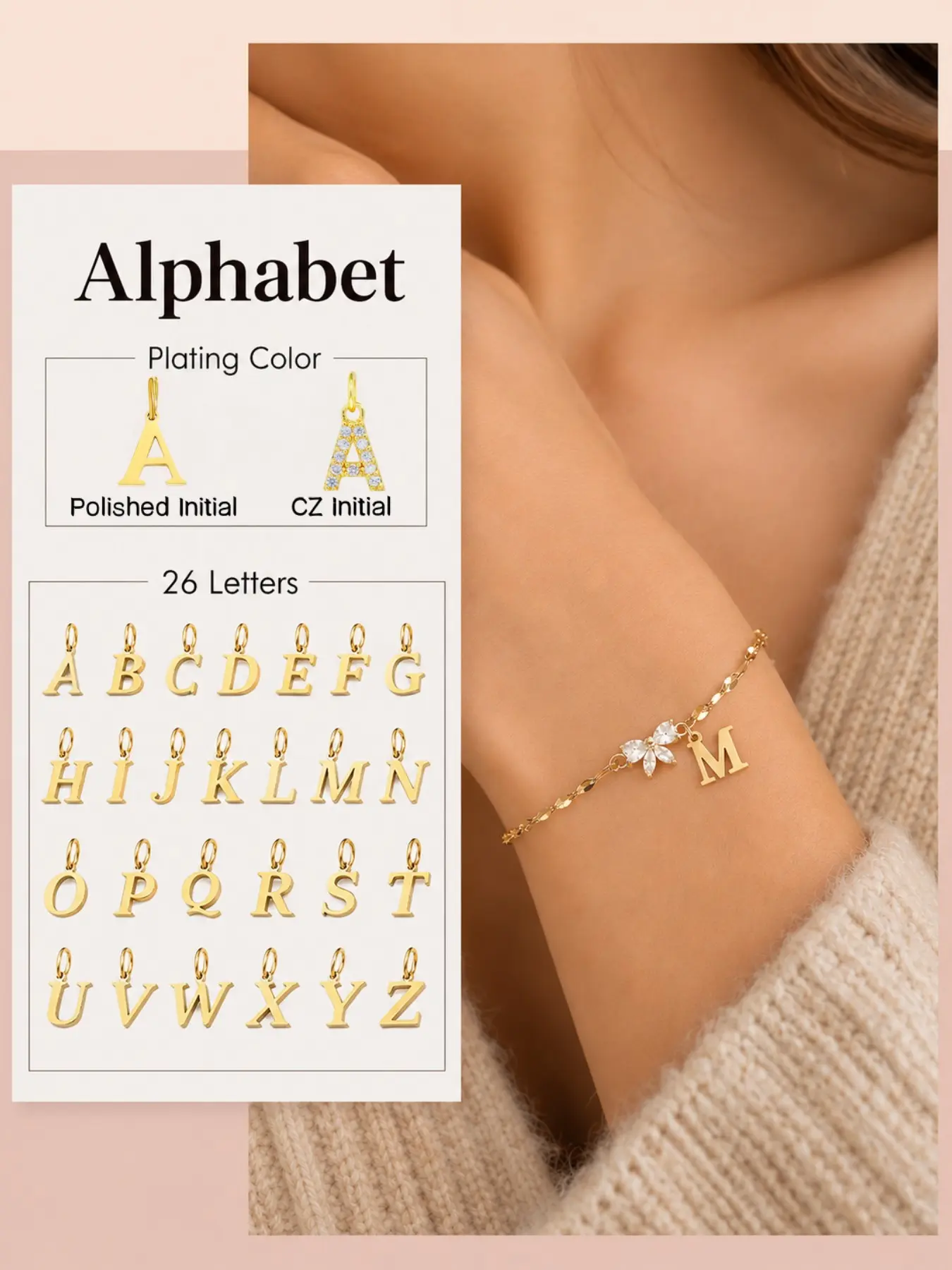 Bowknot Design Initial Bracelet, Rhinestone Decorated Link Bracelet for Women & Girls, Letter Link Bracelet, Initial Letter Bracelets, Personalized Fashion Jewelry for Party, Daily Decor, Fashionable Bracelet, Stainless Steel Bracelet