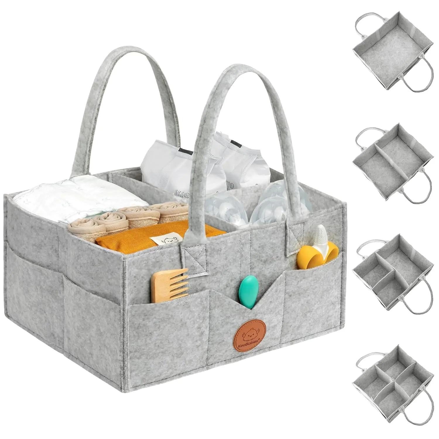 Classic Gray Portable Baby Diaper Caddy Organizer with Handle - Large Nursery & Changing Table Storage, Ideal Shower Gift for New Moms